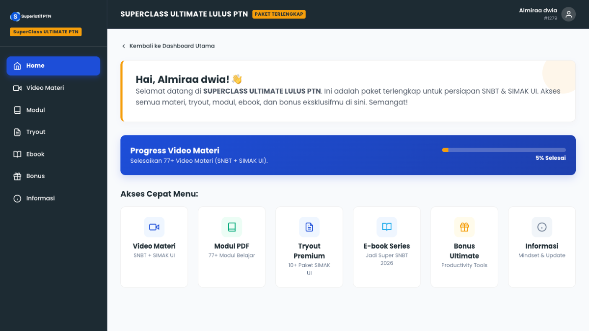 Screenshot LMS SuperClass PTN 1