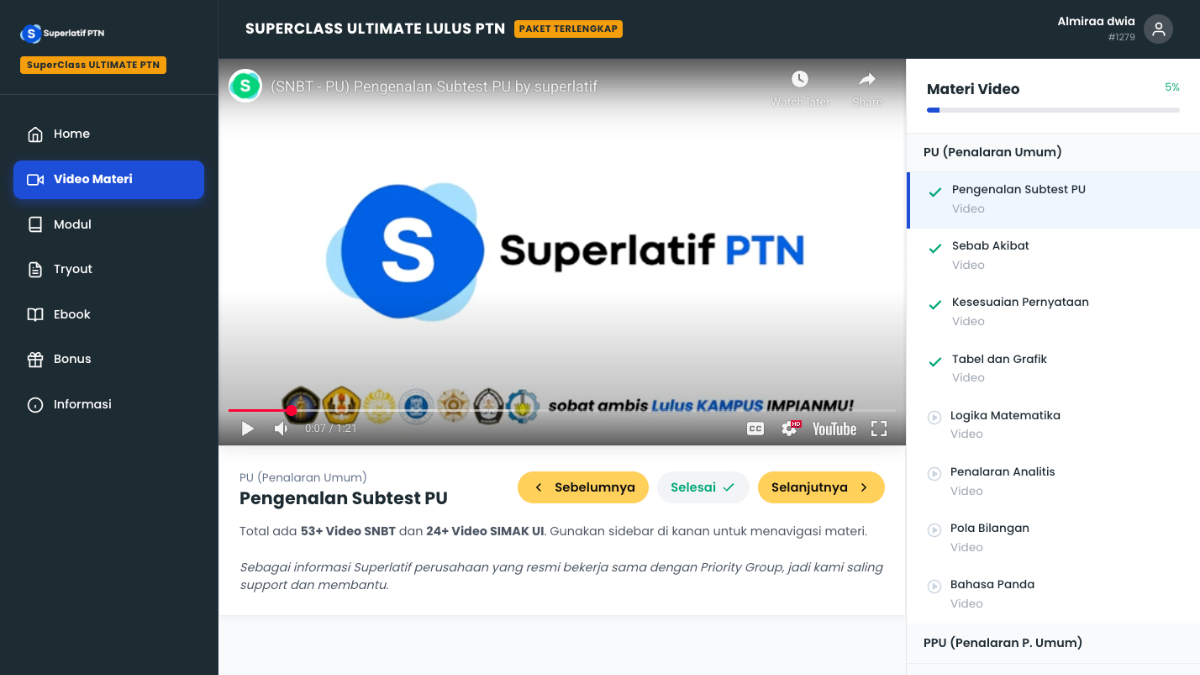 Screenshot LMS SuperClass PTN 2