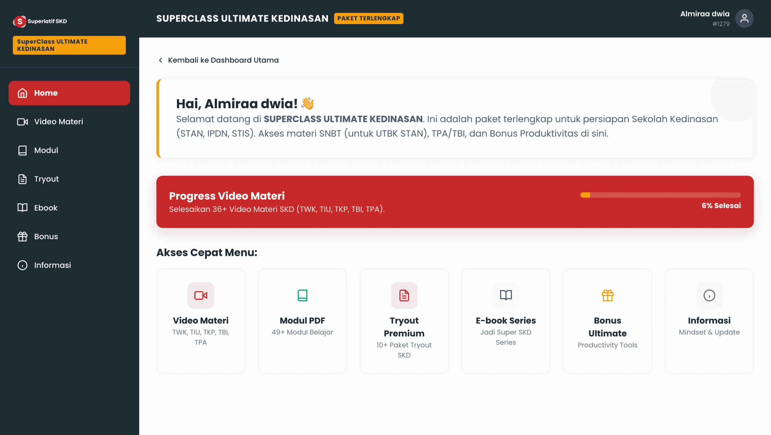 Screenshot LMS SuperClass Kedinasan 1