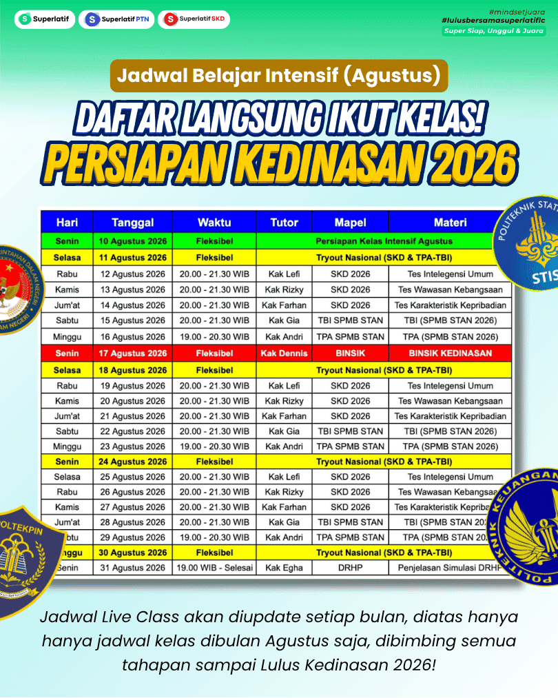 Jadwal Kelas Akselerasi Agustus 2026