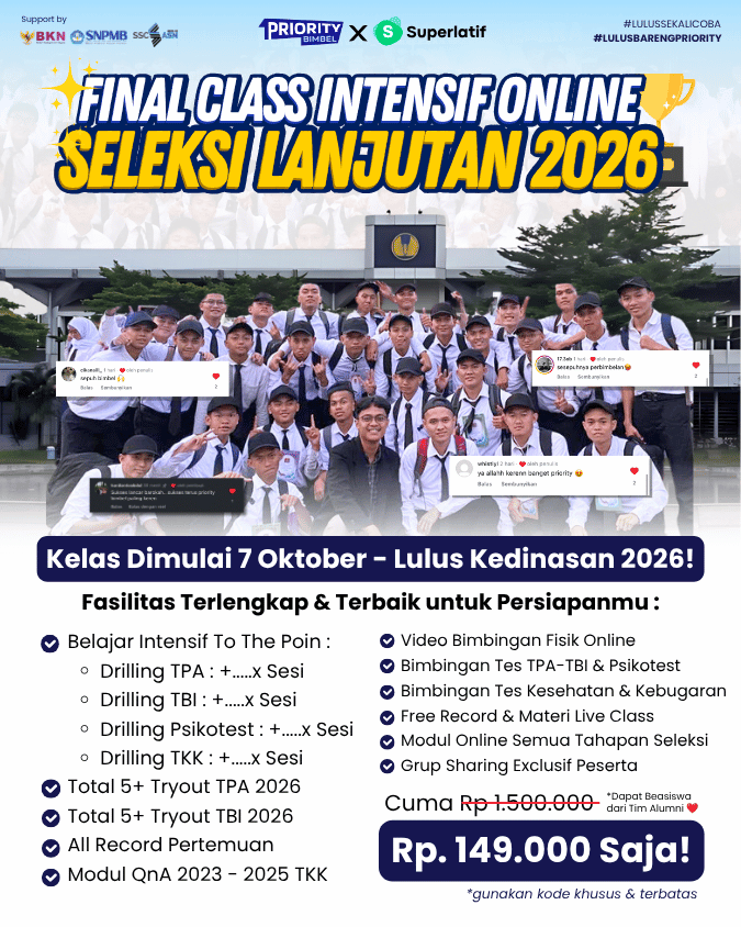 Poster Final Class Intensif Online: Seleksi Lanjutan 2026 - 1